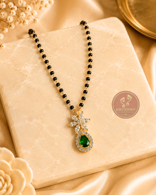 Green AD Teardrop Mangalsutra