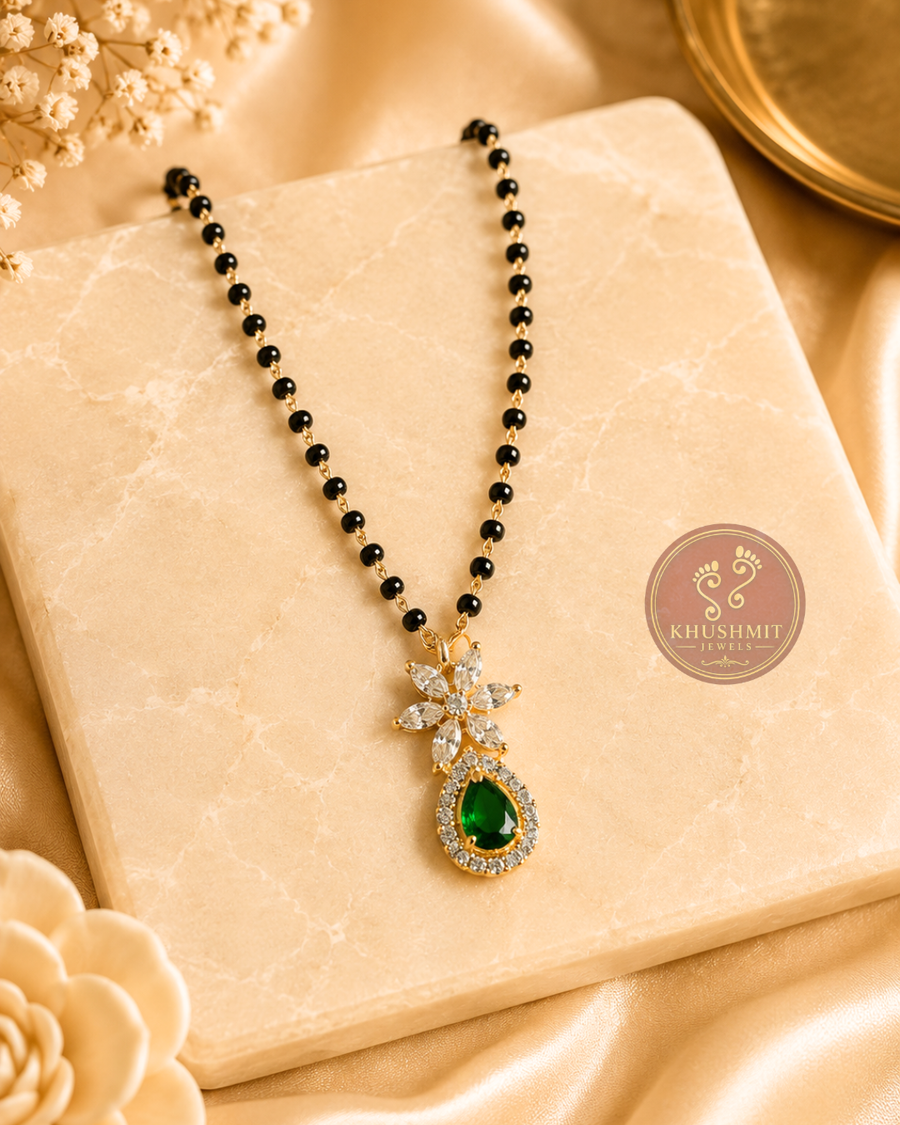 Green AD Teardrop Mangalsutra