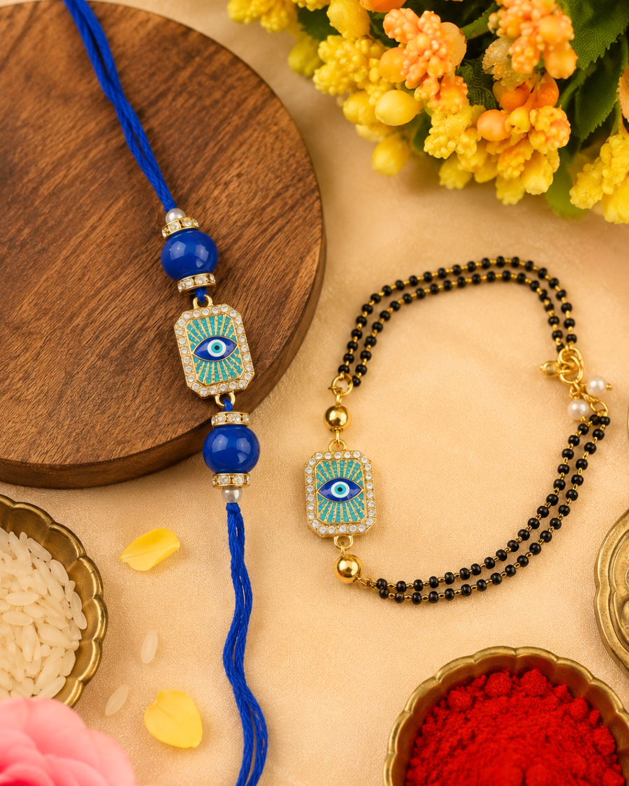 Evil Eye Bhai Bhabhi Rakhi Set