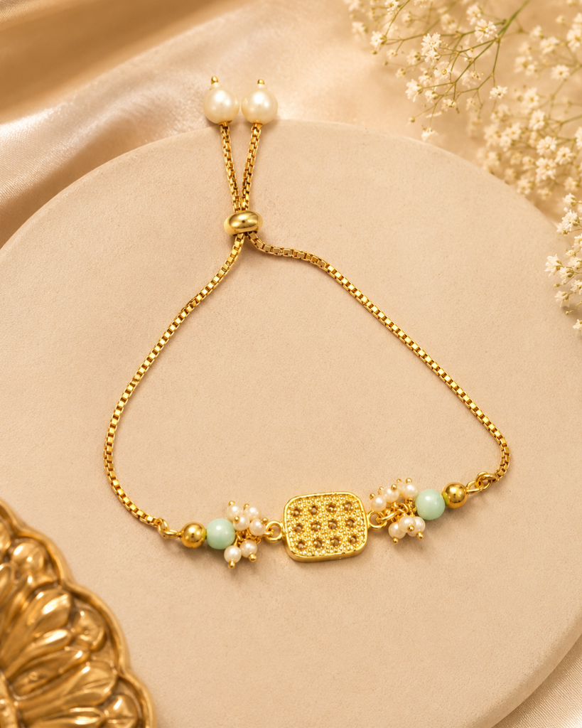 Golden Pearl Bracelet Rakhi