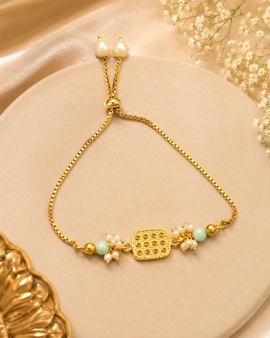 Golden Pearl Bracelet Rakhi