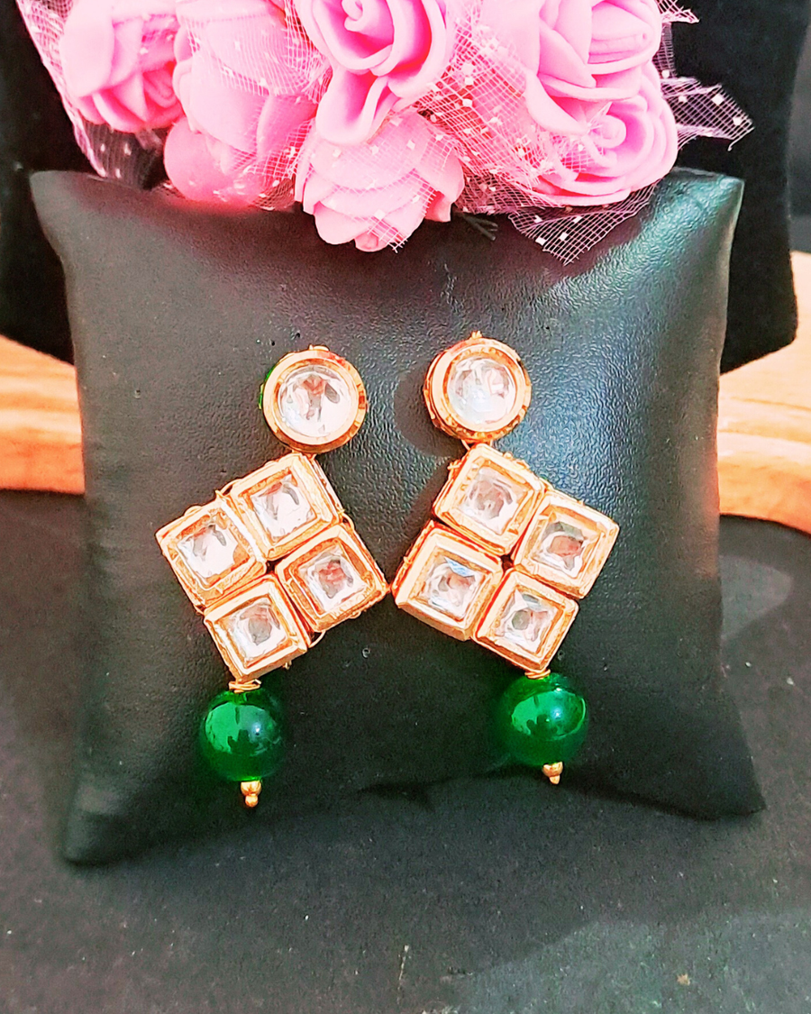 Green Kundan Earrings
