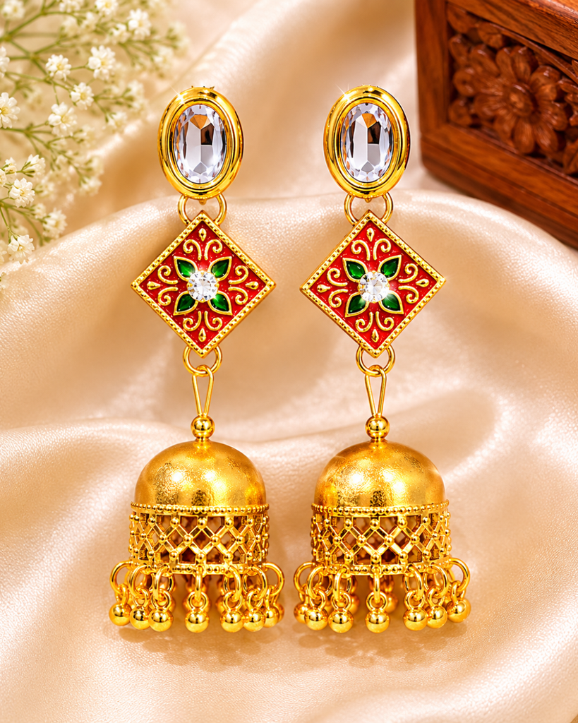 Golden Jhumka Earrings