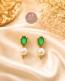 Classic Green Pearl Earrings