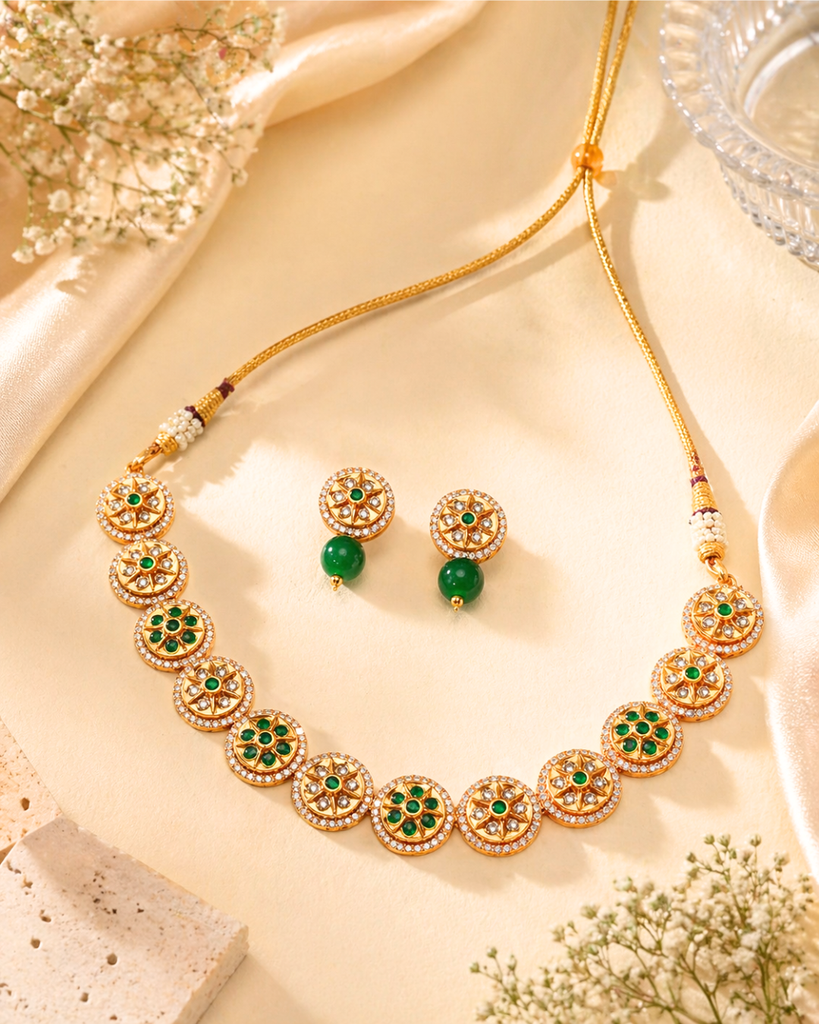 Green Floral Kundan Necklace