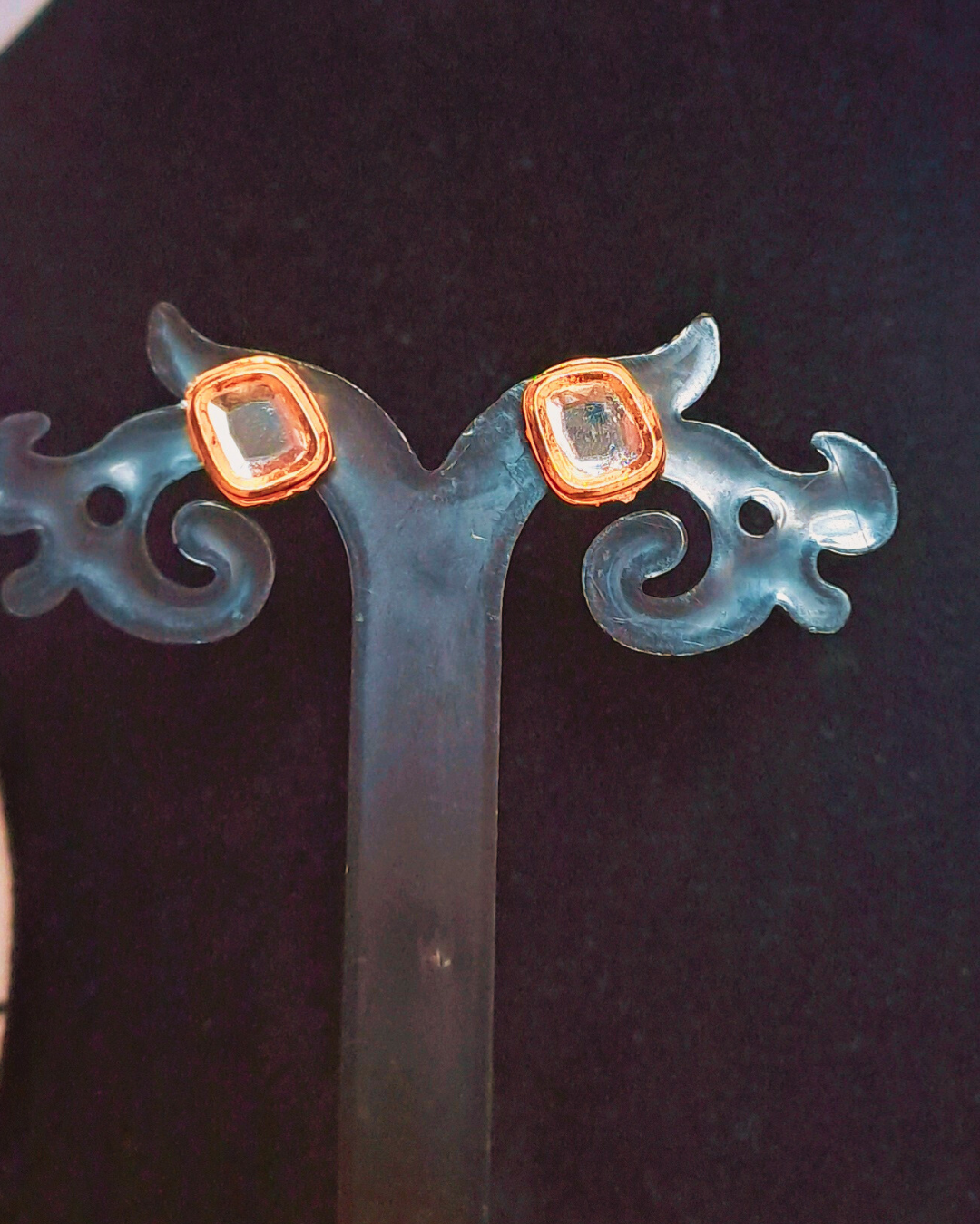 Golden Kundan Studs