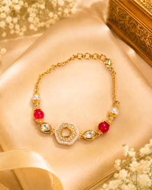 Ruby Pearl Bracelet Rakhi