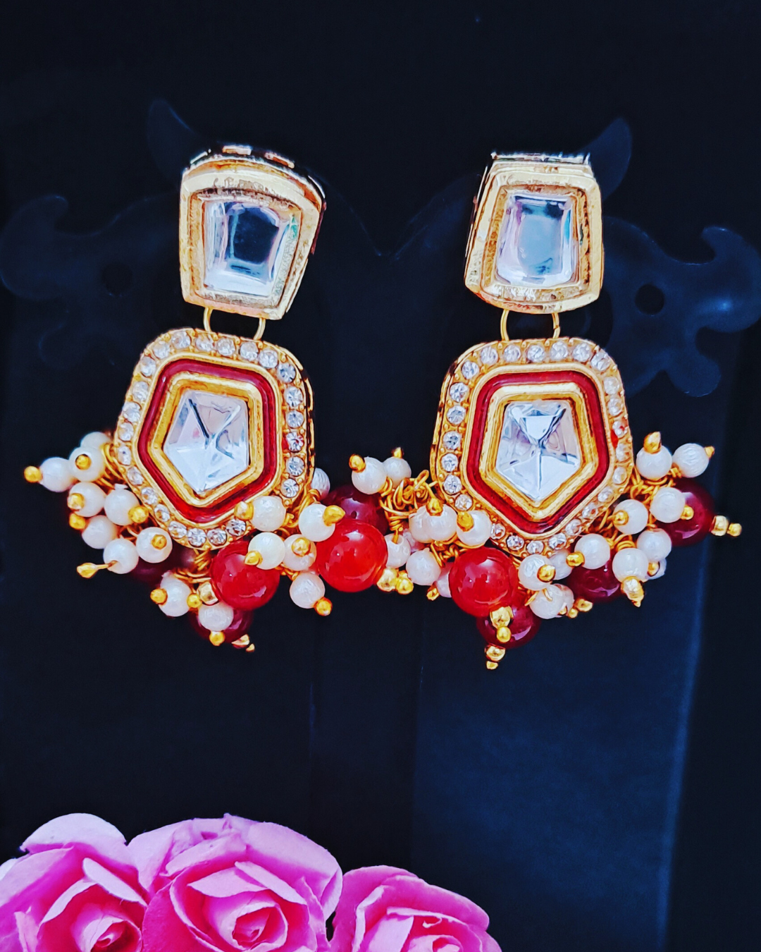Red Kundan Earrings