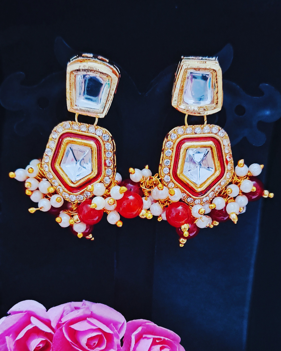 Red Kundan Earrings