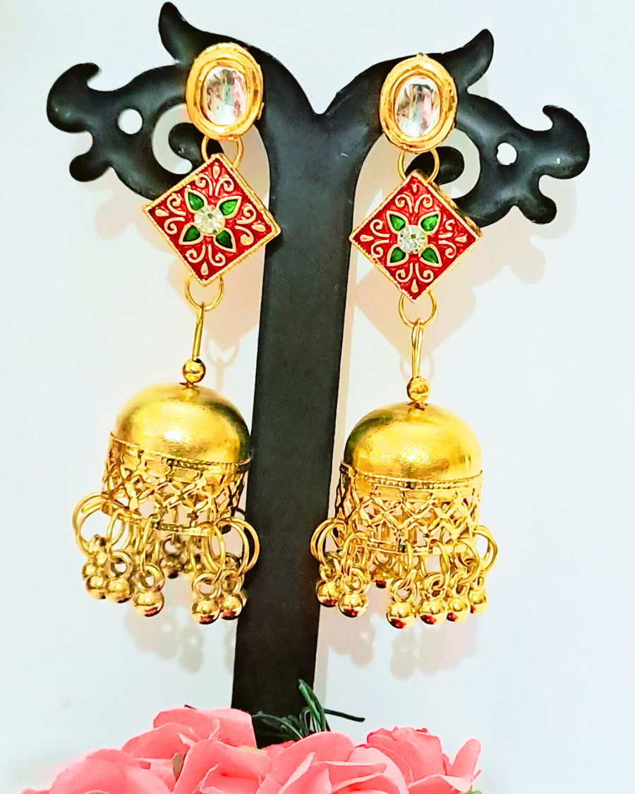 Golden Jhumka Earrings