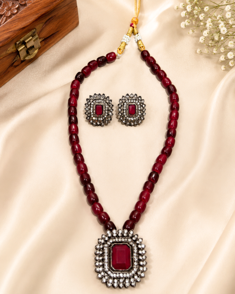Oxidized Beaded Necklace