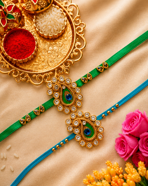 Mor Pankh Bhai Bhabhi Rakhi Set