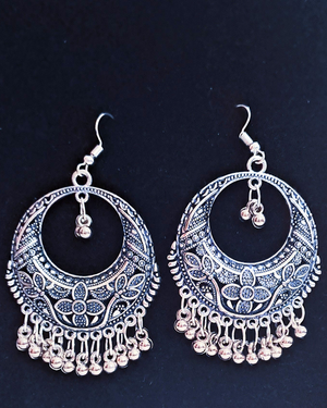 Oxidized Round Earrings