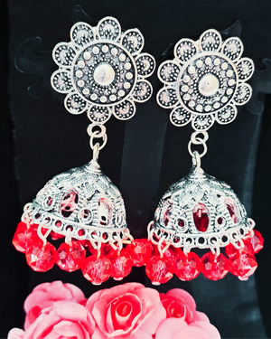 Oxidized Pink Jhumka