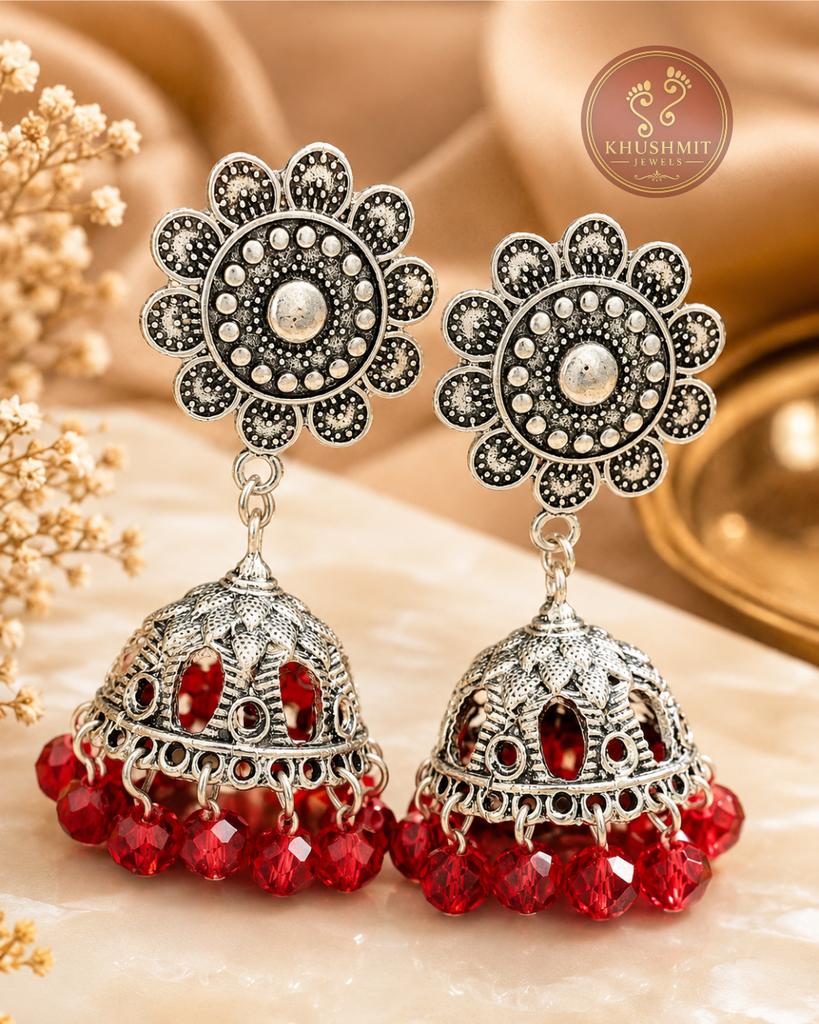 Oxidized Pink Jhumka