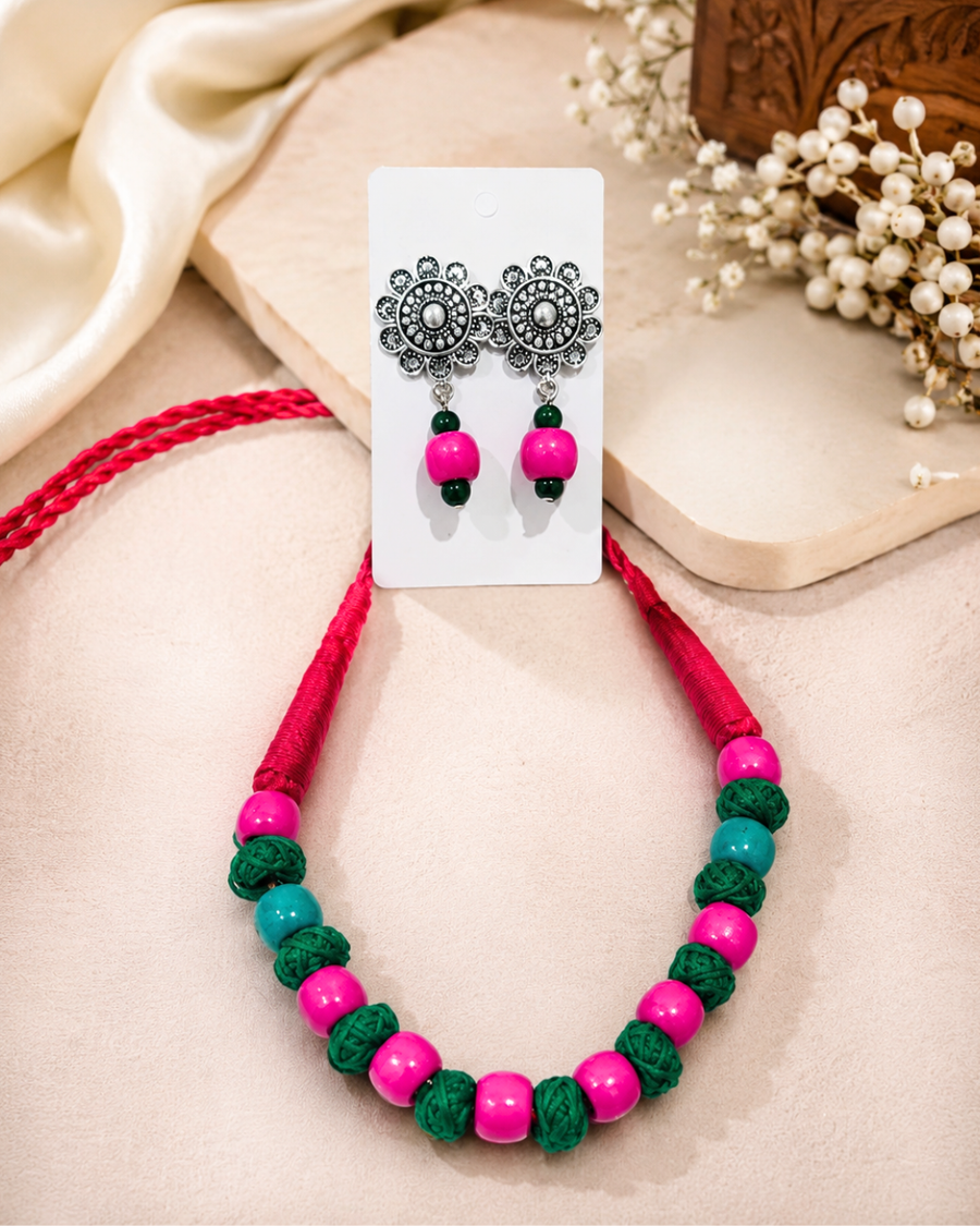 Pink Fabric Necklace