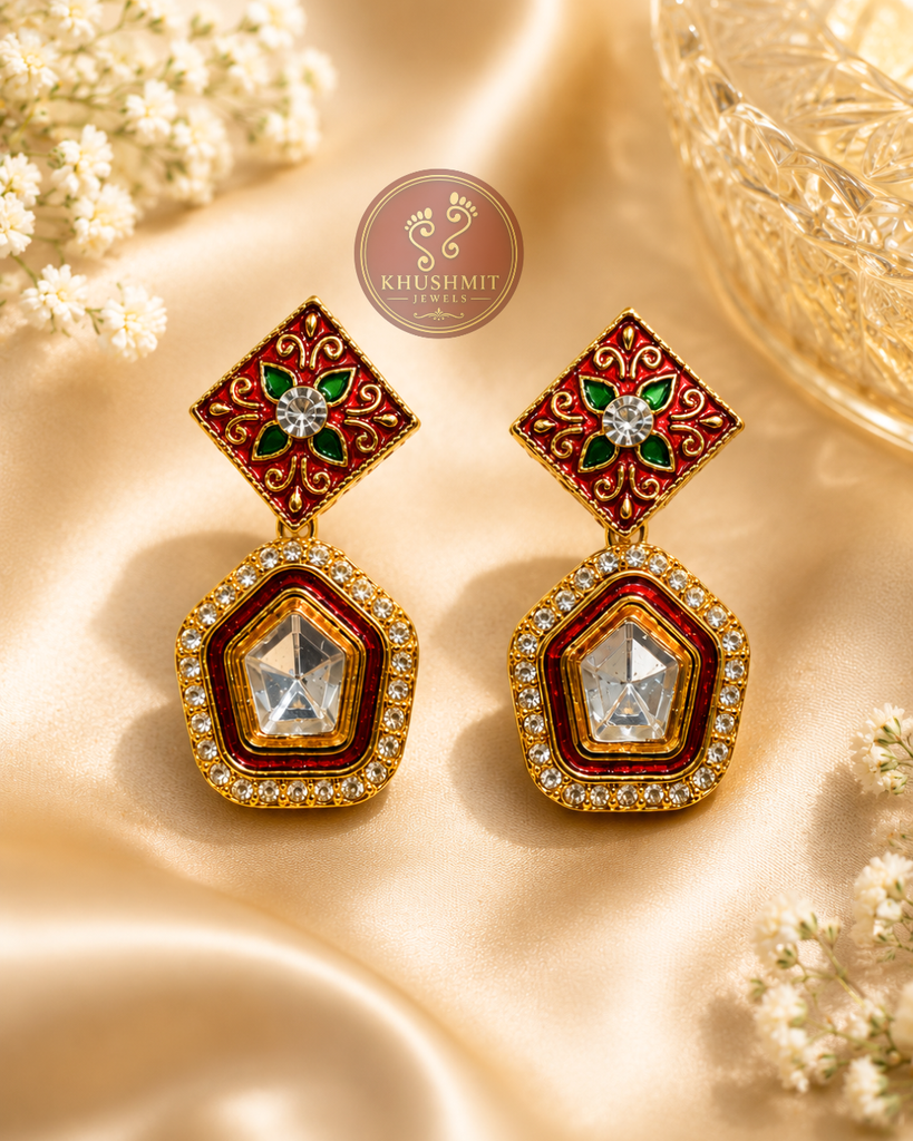 Red Kundan Earrings