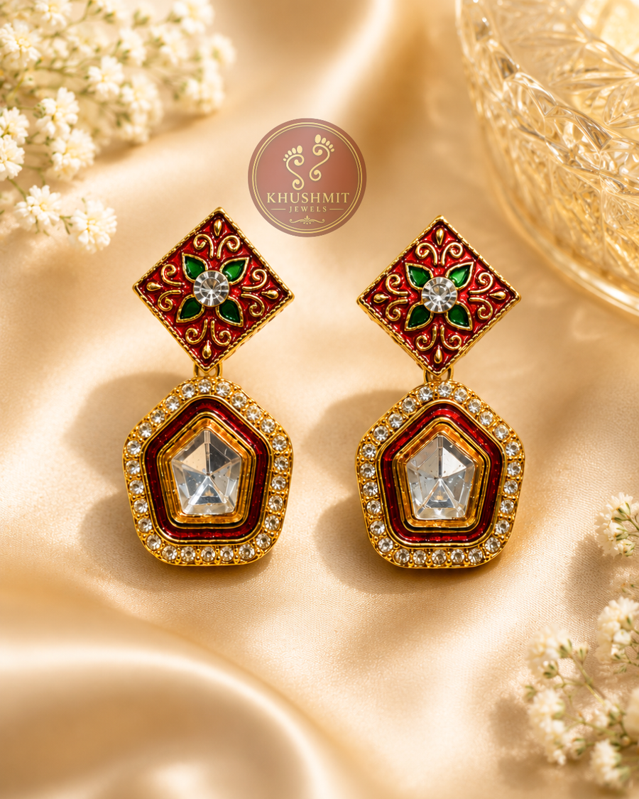 Red Kundan Earrings