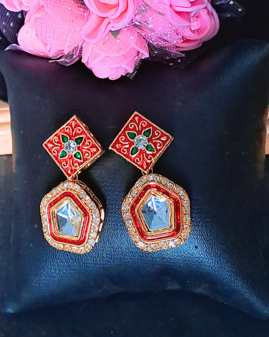Red Kundan Earrings