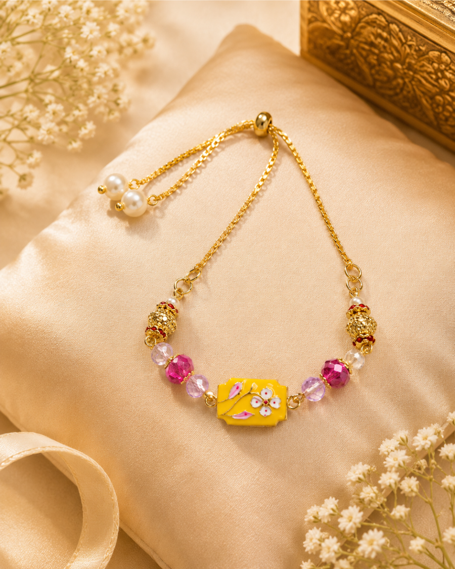 Yellow Floral Bracelet Rakhi
