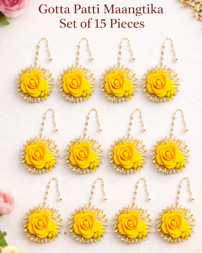Yellow Flower Mangtika Set