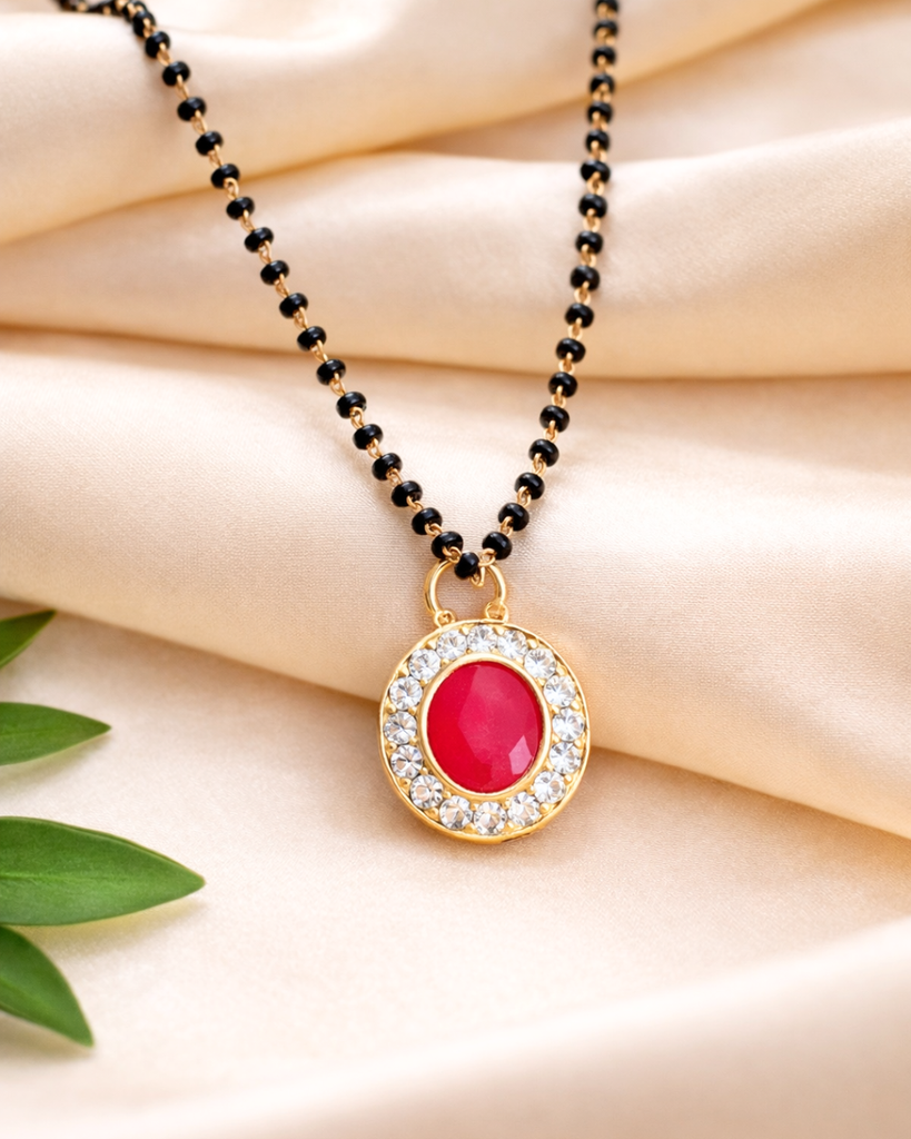 Pink Rhinestone Mangalsutra